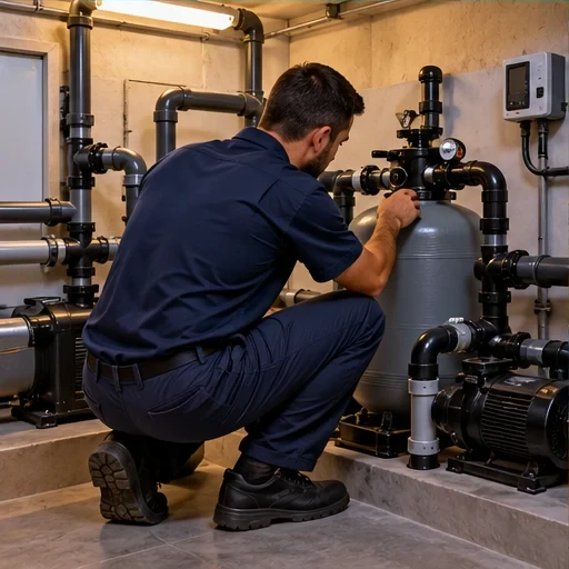 Técnico cuidando da casa de máquinas